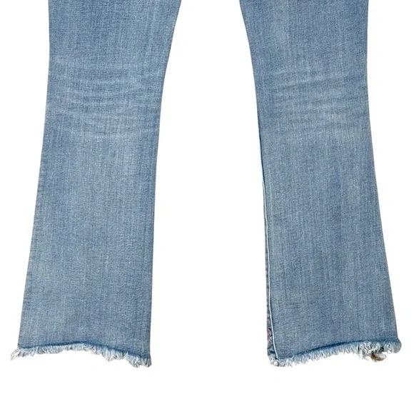 Driftwood Roxy Jeans Womens 25 Embroidered Mid Rise Kick Flare Raw Hem Stretch - Picture 6 of 7